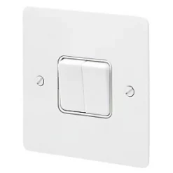 Promo 😀 MK Edge 20AX 2-Gang 2-Way Light Switch White with Colour-Matched Inserts 🧨