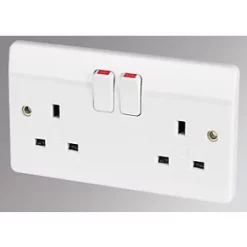 Deals ๐ MK Logic Plus 13A 2-Gang DP Switched Plug Socket White ๐