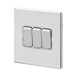 Coupon ✔️ MK Aspect 10AX 3-Gang 2-Way Switch Polished Chrome with White Inserts ⌛