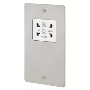 Brand new ๐ MK Edge 2-Gang Dual Voltage Shaver Socket 115 / 230V Brushed Stainless Steel with White Inserts ๐ 3 Brand new ๐ MK Edge 2-Gang Dual Voltage Shaver Socket 115 / 230V Brushed Stainless Steel with White Inserts ๐