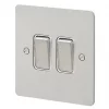 Brand new ⭐ MK Edge 20AX 2-Gang 2-Way Switch Brushed Stainless Steel with White Inserts ???? -Deals Sockets Store 289FF P