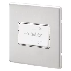 Outlet 👍 MK Aspect 10A 1-Gang 3-Pole Fan Isolator Switch Brushed Stainless Steel with White Inserts 🎉
