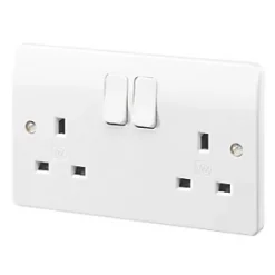 Promo 🤩 MK Logic Plus Rapid Fix 13A 2-Gang DP Switched Socket White with White Inserts 5 Pack 👏 -Deals Sockets Store 313PH A2
