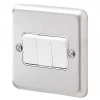 Flash Sale ???? MK Albany Plus 10AX 3-Gang 2-Way Switch Brushed Stainless Steel with White Inserts ???? -Deals Sockets Store 330FF P