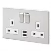 Deals 🤩 MK Aspect 13A 2-Gang DP Switched Socket + 2A 2-Outlet Type A USB Charger Brushed Stainless Steel with White Inserts 🤩 1 Deals 🤩 MK Aspect 13A 2-Gang DP Switched Socket + 2A 2-Outlet Type A USB Charger Brushed Stainless Steel with White Inserts 🤩 -Deals Sockets Store 336HX P