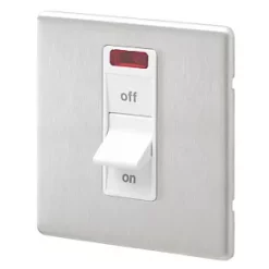 Outlet 😉 MK Aspect 32A 1-Gang DP Control Switch Brushed Stainless Steel with Neon with White Inserts ✨