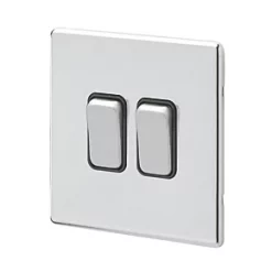 Budget ???? MK Aspect 10AX 2-Gang 2-Way Switch Polished Chrome with Black Inserts ????
