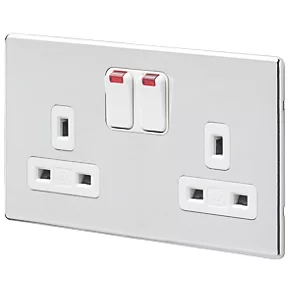 Cheap โ MK Aspect 13A 2-Gang DP Switched Plug Socket Polished Chrome with Neon with White Inserts ๐ 3 Cheap โ MK Aspect 13A 2-Gang DP Switched Plug Socket Polished Chrome with Neon with White Inserts ๐