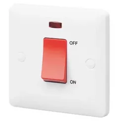 Best Sale ???? MK Base 32A 1-Gang DP Control Switch White with Neon with Red Inserts ❤️