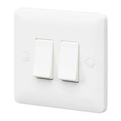 Discount 👏 MK Base 10AX 2-Gang 2-Way Light Switch White ✔️