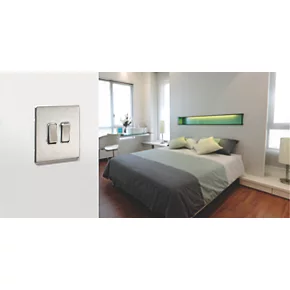 Deals ???? MK Aspect 20AX 2-Gang 2-Way Switch Brushed Stainless Steel with White Inserts ???? 4 Deals ???? MK Aspect 20AX 2-Gang 2-Way Switch Brushed Stainless Steel with White Inserts ???? - Image 2
