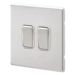 Deals ???? MK Aspect 20AX 2-Gang 2-Way Switch Brushed Stainless Steel with White Inserts ????