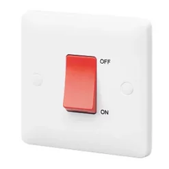 Outlet ???? MK Base 45A 1-Gang DP Control Switch White with Red Inserts ✨