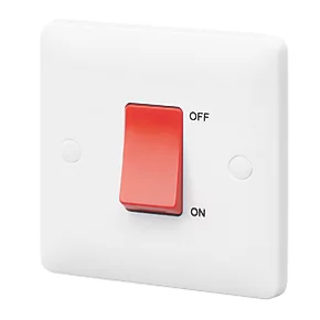 Outlet ???? MK Base 45A 1-Gang DP Control Switch White with Red Inserts ✨ 3 Outlet ???? MK Base 45A 1-Gang DP Control Switch White with Red Inserts ✨