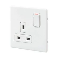 Best Pirce 😀 MK Aspect 13A 1-Gang DP Switched Plug Socket White with Colour-Matched Inserts 🔔