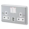 Cheap โญ MK Albany Plus 13A 2-Gang DP Switched Socket + 2A 2-Outlet Type A USB Charger Brushed Chrome with White Inserts ๐ 2 Cheap โญ MK Albany Plus 13A 2-Gang DP Switched Socket + 2A 2-Outlet Type A USB Charger Brushed Chrome with White Inserts ๐ -Deals Sockets Store 460HX P