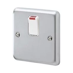 Budget 👍 MK Albany Plus 20AX 1-Gang DP Control Switch Brushed Chrome with Neon with White Inserts 🧨