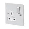 Cheapest 🥰 MK Edge 13A 1-Gang DP Switched Plug Socket Polished Chrome with White Inserts 😀