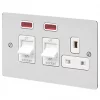 Budget ✔️ MK Edge 45A 2-Gang DP Cooker Switch & 13A DP Switched Socket Polished Chrome with Neon with White Inserts ???? -Deals Sockets Store 493FF P