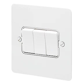 Promo 🥰 MK Edge 10AX 3-Gang 2-Way Light Switch White 💯 3 Promo 🥰 MK Edge 10AX 3-Gang 2-Way Light Switch White 💯
