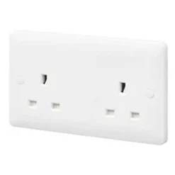 Buy 💯 MK Base 13A 2-Gang Unswitched Socket White with White Inserts ❤️