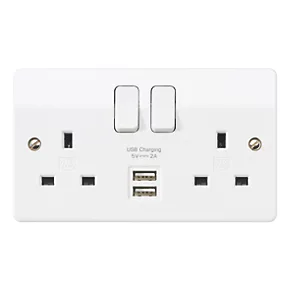 Coupon ???? MK Logic Plus 13A 2-Gang DP Switched Socket + 2A 2-Outlet Type A USB Charger White ???? 4 Coupon ???? MK Logic Plus 13A 2-Gang DP Switched Socket + 2A 2-Outlet Type A USB Charger White ???? - Image 2