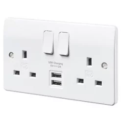 Coupon ๐ MK Logic Plus 13A 2-Gang DP Switched Socket + 2A 2-Outlet Type A USB Charger White ๐ฏ