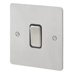 Hot Sale 😀 MK Edge 20AX 1-Gang 2-Way Light Switch Brushed Stainless Steel with Black Inserts 🥰