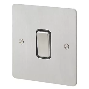 Hot Sale ???? MK Edge 20AX 1-Gang 2-Way Light Switch Brushed Stainless Steel with Black Inserts ???? 3 Hot Sale ???? MK Edge 20AX 1-Gang 2-Way Light Switch Brushed Stainless Steel with Black Inserts ????