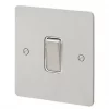 Cheap 😉 MK Edge 20AX 1-Gang 2-Way Switch Brushed Stainless Steel with White Inserts 🥰 -Deals Sockets Store 584FF P