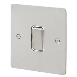 Cheap ???? MK Edge 20AX 1-Gang 2-Way Switch Brushed Stainless Steel with White Inserts ????