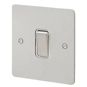 Cheap 😉 MK Edge 20AX 1-Gang 2-Way Switch Brushed Stainless Steel with White Inserts 🥰 3 Cheap 😉 MK Edge 20AX 1-Gang 2-Way Switch Brushed Stainless Steel with White Inserts 🥰