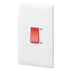Hot Sale ✨ MK Base 45A 2-Gang DP Control Switch White with Red Inserts ????