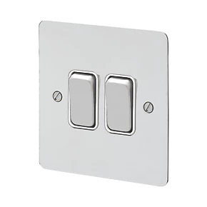 Hot Sale 🔥 MK Edge 20AX 2-Gang 2-Way Switch Polished Chrome with White Inserts 🔔 3 Hot Sale 🔥 MK Edge 20AX 2-Gang 2-Way Switch Polished Chrome with White Inserts 🔔