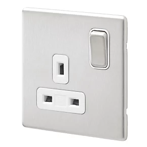 Buy โญ MK Aspect 13A 1-Gang DP Switched Plug Socket Brushed Stainless Steel with White Inserts ๐ 3 Buy โญ MK Aspect 13A 1-Gang DP Switched Plug Socket Brushed Stainless Steel with White Inserts ๐