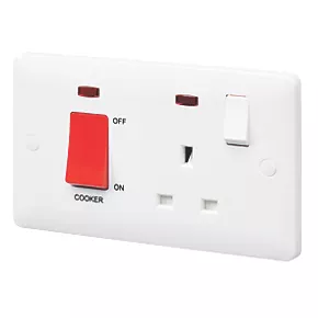 Coupon ⭐ MK Base 45A 2-Gang DP Cooker Switch White with Neon with Red Inserts ✨ 3 Coupon ⭐ MK Base 45A 2-Gang DP Cooker Switch White with Neon with Red Inserts ✨