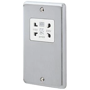Buy ๐ MK Albany Plus 2-Gang Dual Voltage Shaver Socket 115 / 230V Brushed Chrome with White Inserts โจ 3 Buy ๐ MK Albany Plus 2-Gang Dual Voltage Shaver Socket 115 / 230V Brushed Chrome with White Inserts โจ