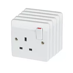 Wholesale ✔️ MK Logic Plus 13A 1-Gang DP Switched Plug Socket White 5 Pack 🌟