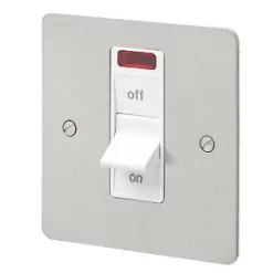 Wholesale ⌛ MK Edge 32A 1-Gang DP Control Switch Brushed Stainless Steel with Neon with White Inserts 😍