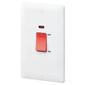 Hot Sale ???? MK Base 45A 2-Gang DP Control Switch White with Neon with Red Inserts ???? 3 Hot Sale ???? MK Base 45A 2-Gang DP Control Switch White with Neon with Red Inserts ????