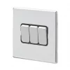 Buy ???? MK Aspect 10AX 3-Gang 2-Way Switch Polished Chrome with Black Inserts ???? -Deals Sockets Store 666FF P