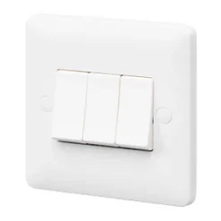 Cheapest 👏 MK Base 10AX 3-Gang 2-Way Light Switch White 😀