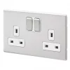 Discount ✔️ MK Aspect 13A 2-Gang DP Switched Plug Socket Brushed Stainless Steel with White Inserts 😍 2 Discount ✔️ MK Aspect 13A 2-Gang DP Switched Plug Socket Brushed Stainless Steel with White Inserts 😍 -Deals Sockets Store 735FF P