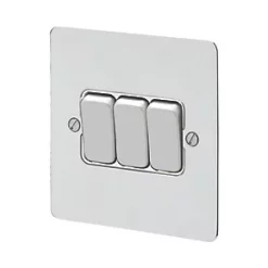 Best deal 🔔 MK Edge 10AX 3-Gang 2-Way Switch Polished Chrome with White Inserts ⭐