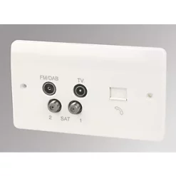 Best Sale 🛒 MK Logic Plus 2-Gang Quadruplex Multimedia Socket White 🥰