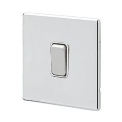 Outlet ⌛ MK Aspect 10AX 1-Gang 2-Way Switch Polished Chrome with White Inserts ????
