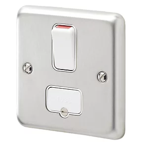 Outlet ๐ฏ MK Albany Plus 13A Switched Fused Spur Brushed Stainless Steel with White Inserts ๐งจ 3 Outlet ๐ฏ MK Albany Plus 13A Switched Fused Spur Brushed Stainless Steel with White Inserts ๐งจ
