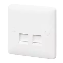 Discount 🎉 MK Base Double RJ45 Ethernet Socket White with White Inserts 🔔
