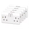 Wholesale ❤️ MK Logic Plus 13A 2-Gang DP Switched Plug Socket White 5 Pack 🔔 -Deals Sockets Store 8458R P