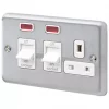 Outlet ???? MK Albany Plus 45A 2-Gang DP Cooker Switch & 13A DP Switched Socket Brushed Chrome with Neon with White Inserts ???? -Deals Sockets Store 846FF P